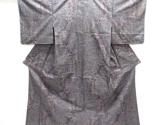 JAPANESE KIMONO / DORO OSHIMA TSUMUGI (9 maruki) / WOVEN FLOWER & PLANT 